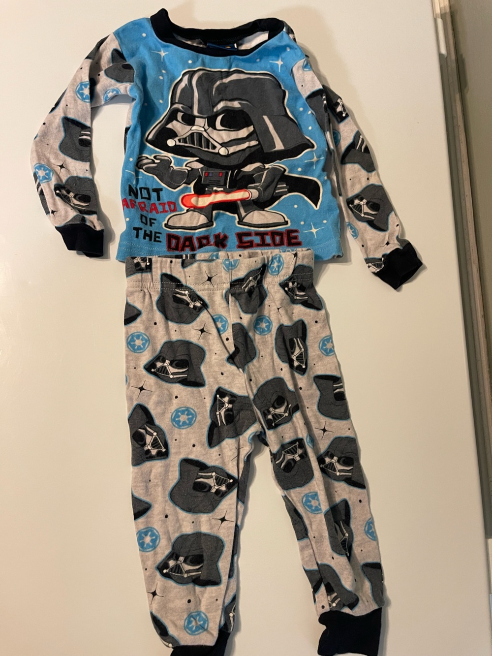 Star Wars Kids' Gray and Blue One-Piece Pajamas - Dark Side Design 18-24